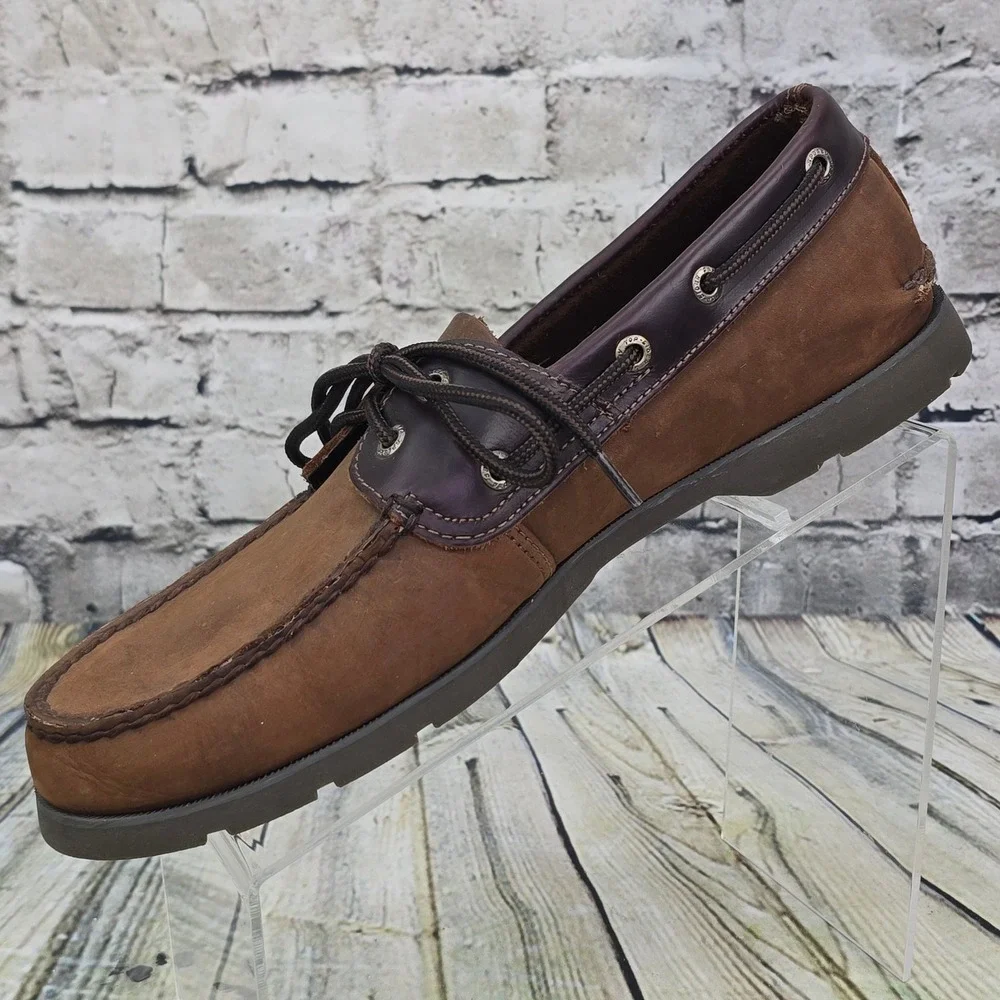 Sperry Top-Sider Leeward 2-Eye Boat Shoes Mens 10.5M Brown Leather Loafers Deck